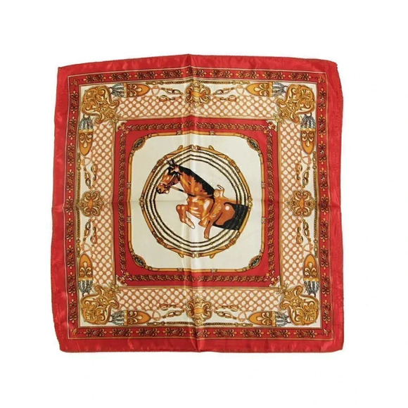 Vintage Accessories - NEW Red Equestrian Horse Western Cowboy Scarf